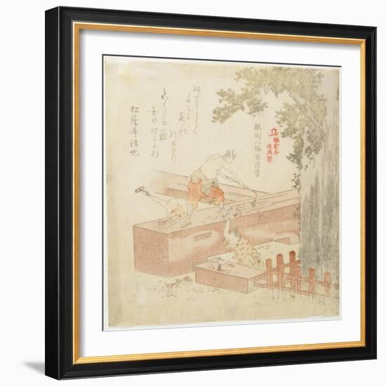 Building the Tsurugaoka Machimangu Shrine-Kubo Shunman-Framed Giclee Print