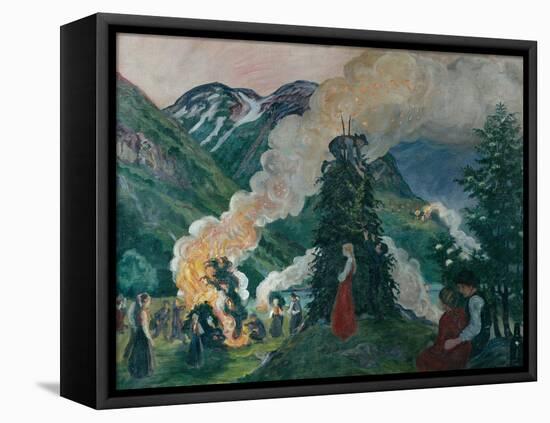 Building up the big midsummer fire, 1908-Fritz Thaulow-Framed Premier Image Canvas