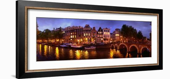 Buildings Along a Canal at Dusk, Amsterdam, Netherlands-null-Framed Photographic Print