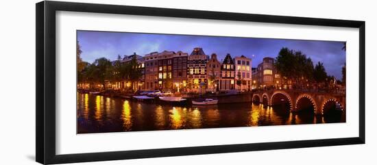 Buildings Along a Canal at Dusk, Amsterdam, Netherlands-null-Framed Photographic Print