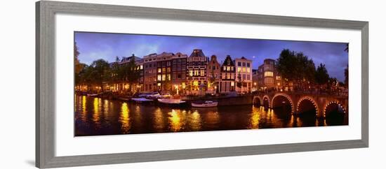 Buildings Along a Canal at Dusk, Amsterdam, Netherlands-null-Framed Photographic Print