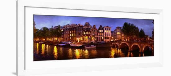 Buildings Along a Canal at Dusk, Amsterdam, Netherlands-null-Framed Photographic Print