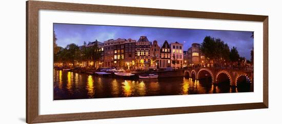 Buildings Along a Canal at Dusk, Amsterdam, Netherlands-null-Framed Photographic Print