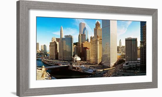 Buildings Along a River, Chicago River, Chicago, Illinois, USA-null-Framed Photographic Print