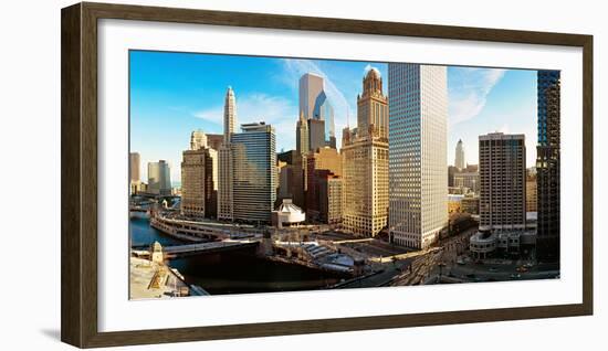 Buildings Along a River, Chicago River, Chicago, Illinois, USA-null-Framed Photographic Print