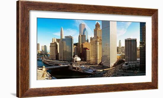 Buildings Along a River, Chicago River, Chicago, Illinois, USA-null-Framed Photographic Print