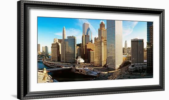 Buildings Along a River, Chicago River, Chicago, Illinois, USA-null-Framed Photographic Print