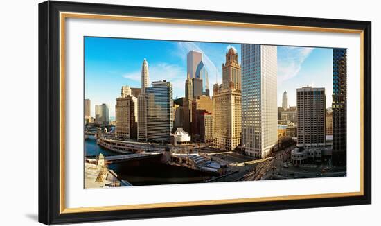 Buildings Along a River, Chicago River, Chicago, Illinois, USA-null-Framed Photographic Print