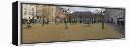 Buildings along a street, Place Dauphine, Paris, Ile-De-France, France-null-Framed Premier Image Canvas