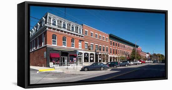 Buildings along a street, Thomaston, Knox County, Maine, USA-null-Framed Premier Image Canvas