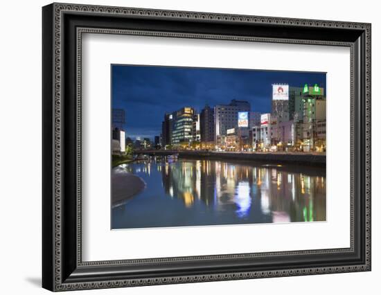 Buildings Along Hakata River at Dusk, Fukuoka, Kyushu, Japan-Ian Trower-Framed Photographic Print