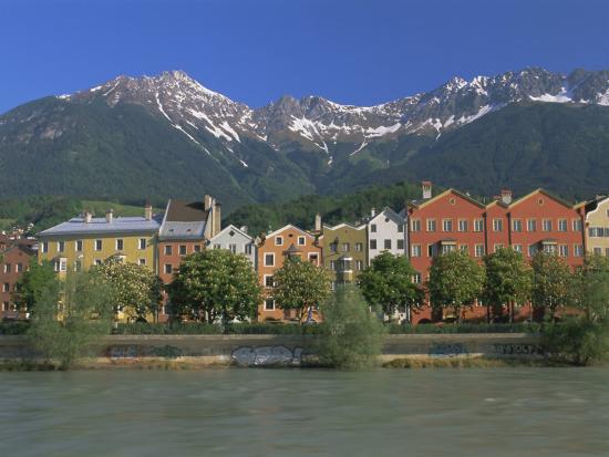 Buildings Along The Inn River Innsbruck Tirol Tyrol Austria Europe Photographic Print Gavin Hellier Art Com
