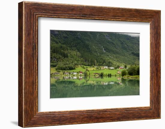 Buildings. Architecture. Waterfall. Olden, Norway-Tom Norring-Framed Photographic Print