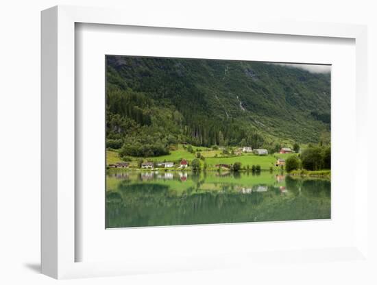 Buildings. Architecture. Waterfall. Olden, Norway-Tom Norring-Framed Photographic Print