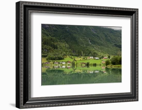 Buildings. Architecture. Waterfall. Olden, Norway-Tom Norring-Framed Photographic Print