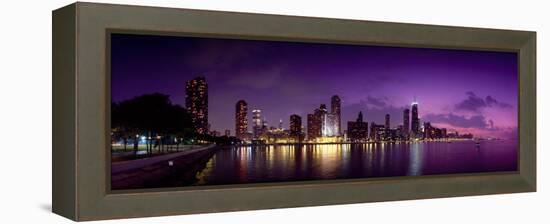 Buildings at the Waterfront, Hancock Building, Lake Michigan, Chicago, Cook County, Illinois, USA-null-Framed Premier Image Canvas