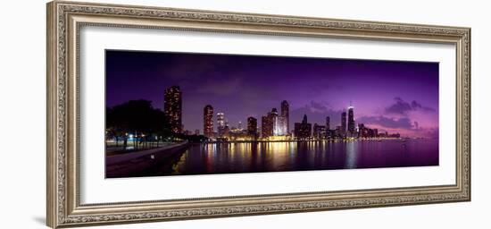 Buildings at the Waterfront, Hancock Building, Lake Michigan, Chicago, Cook County, Illinois, USA-null-Framed Photographic Print