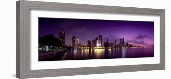 Buildings at the Waterfront, Hancock Building, Lake Michigan, Chicago, Cook County, Illinois, USA-null-Framed Photographic Print