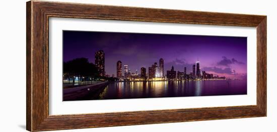 Buildings at the Waterfront, Hancock Building, Lake Michigan, Chicago, Cook County, Illinois, USA-null-Framed Photographic Print