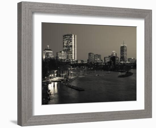 Buildings at the Waterfront, John Hancock Tower, Back Bay, Charles River, Boston, Massachusetts-null-Framed Photographic Print