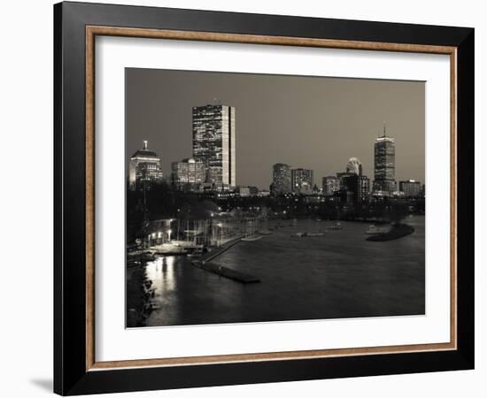 Buildings at the Waterfront, John Hancock Tower, Back Bay, Charles River, Boston, Massachusetts-null-Framed Photographic Print