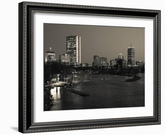 Buildings at the Waterfront, John Hancock Tower, Back Bay, Charles River, Boston, Massachusetts-null-Framed Photographic Print