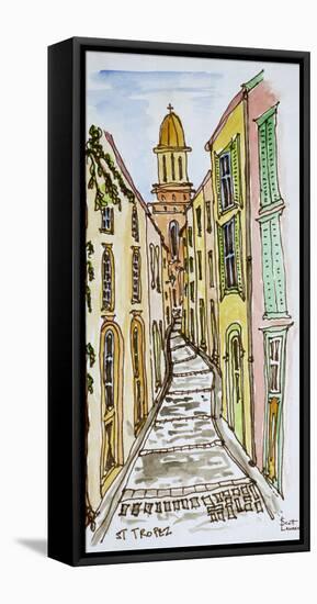 Buildings crowd the narrow streets, Saint-Tropez, French Riviera, France-Richard Lawrence-Framed Premier Image Canvas