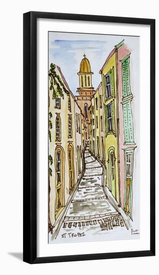 Buildings crowd the narrow streets, Saint-Tropez, French Riviera, France-Richard Lawrence-Framed Photographic Print