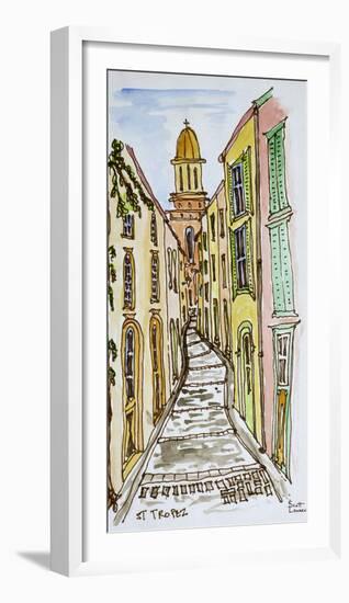 Buildings crowd the narrow streets, Saint-Tropez, French Riviera, France-Richard Lawrence-Framed Photographic Print