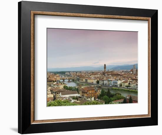 Buildings in a City, Ponte Vecchio, Arno River, Duomo Santa Maria Del Fiore, Florence, Tuscany, ...-null-Framed Photographic Print