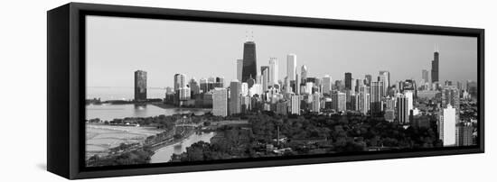 Buildings in a City, View of Hancock Building and Sears Tower, Lincoln Park, Lake Michigan-null-Framed Stretched Canvas