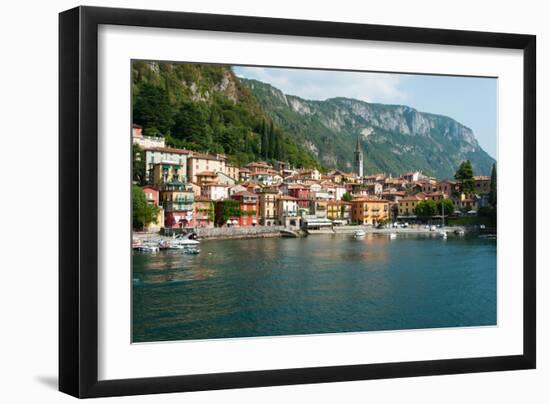 Buildings in a Town at the Waterfront, Varenna, Lake Como, Lombardy, Italy-null-Framed Photographic Print