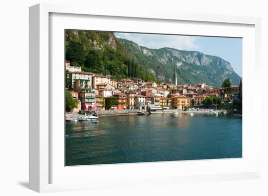 Buildings in a Town at the Waterfront, Varenna, Lake Como, Lombardy, Italy-null-Framed Photographic Print