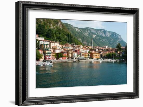 Buildings in a Town at the Waterfront, Varenna, Lake Como, Lombardy, Italy-null-Framed Photographic Print