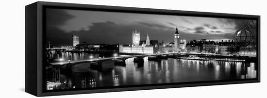 Buildings Lit Up at Dusk, Big Ben, Houses of Parliament, London, England-null-Framed Premier Image Canvas