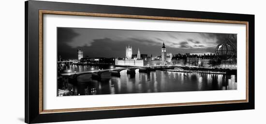 Buildings Lit Up at Dusk, Big Ben, Houses of Parliament, London, England-null-Framed Photographic Print