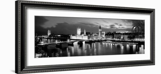 Buildings Lit Up at Dusk, Big Ben, Houses of Parliament, London, England-null-Framed Photographic Print
