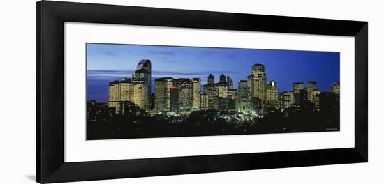 Buildings Lit Up at Dusk, Calgary, Alberta, Canada-null-Framed Photographic Print