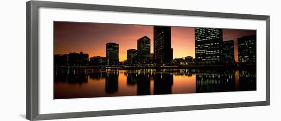 Buildings Lit Up at Dusk, Oakland, Alameda County, California, USA-null-Framed Photographic Print