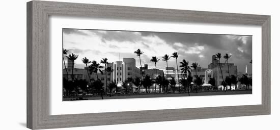 Buildings Lit Up at Dusk, Ocean Drive, Miami Beach, Florida, USA-null-Framed Photographic Print