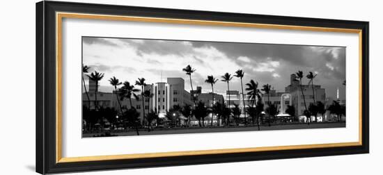 Buildings Lit Up at Dusk, Ocean Drive, Miami Beach, Florida, USA-null-Framed Photographic Print