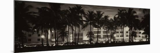 Buildings Lit Up at Dusk - Ocean Drive - Miami Beach-Philippe Hugonnard-Mounted Photographic Print