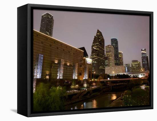 Buildings Lit Up at Dusk, Wortham Theater Center, Houston, Texas, USA-null-Framed Premier Image Canvas