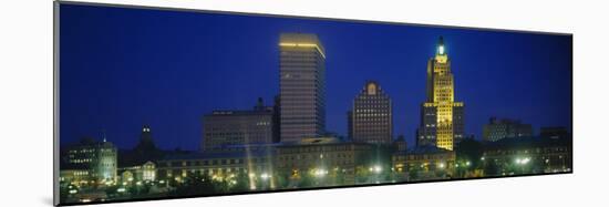 Buildings Lit Up at Night, Providence, Providence County, Rhode Island, USA-null-Mounted Photographic Print