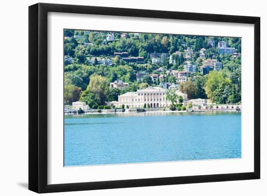 Buildings on a Hill, Villa Olmo, Lake Como, Lombardy, Italy-null-Framed Photographic Print