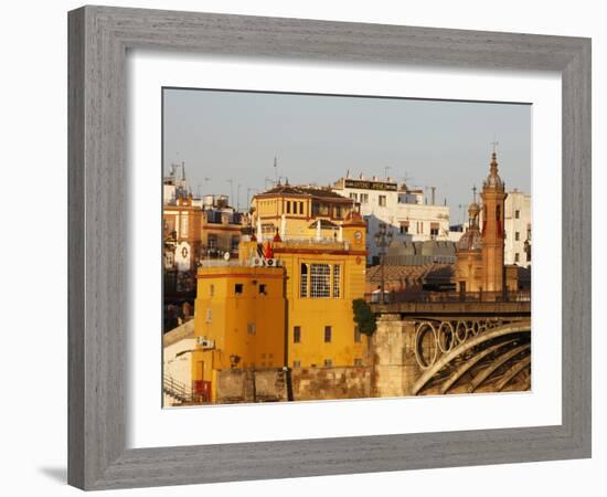Buildings on the Bank of the Guadalquivir River, Seville, Andalucia, Spain, Europe-Godong-Framed Photographic Print