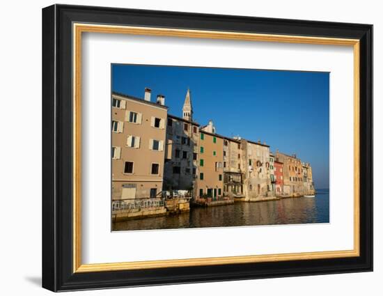 Buildings on the waterfront and Tower of Church of St. Euphemia behind, Old Town, Rovinj, Croatia-Richard Maschmeyer-Framed Photographic Print