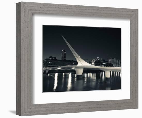 Buildings with a Footbridge at the Port, Puente De La Mujer, Puerto Madero, Buenos Aires, Argentina-null-Framed Photographic Print