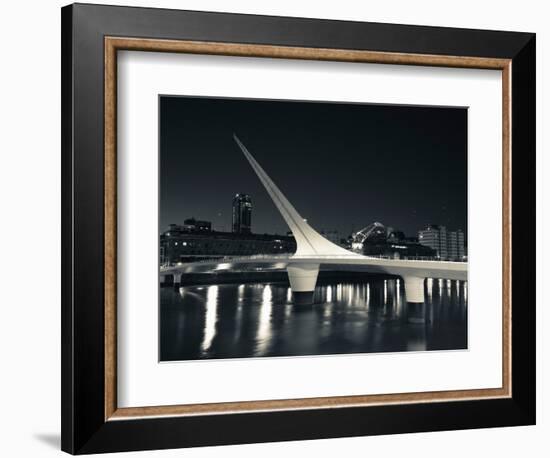 Buildings with a Footbridge at the Port, Puente De La Mujer, Puerto Madero, Buenos Aires, Argentina-null-Framed Photographic Print