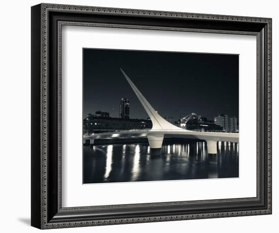 Buildings with a Footbridge at the Port, Puente De La Mujer, Puerto Madero, Buenos Aires, Argentina-null-Framed Photographic Print